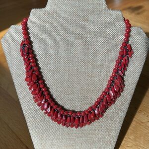 1946 Dark Red Glass Beaded Necklace